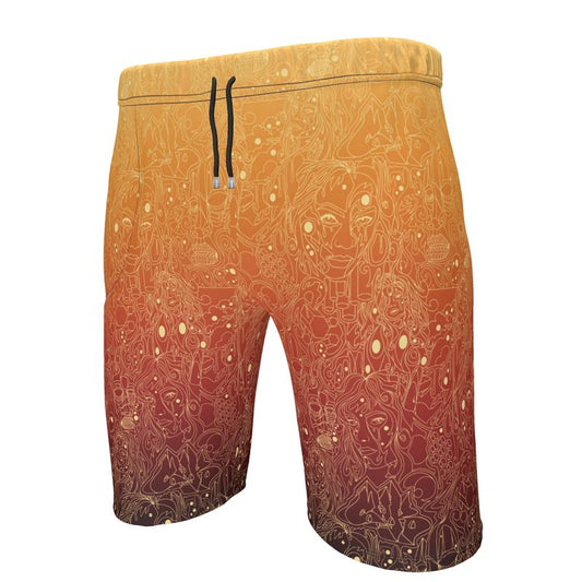 The Scene AOP Sweat Shorts - Fire Sky