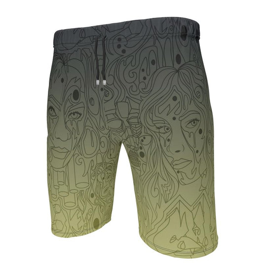 The Scene AOP Sweat Shorts - Navy Lime