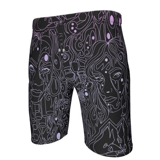 The Scene AOP Sweat Shorts - Dark Candy