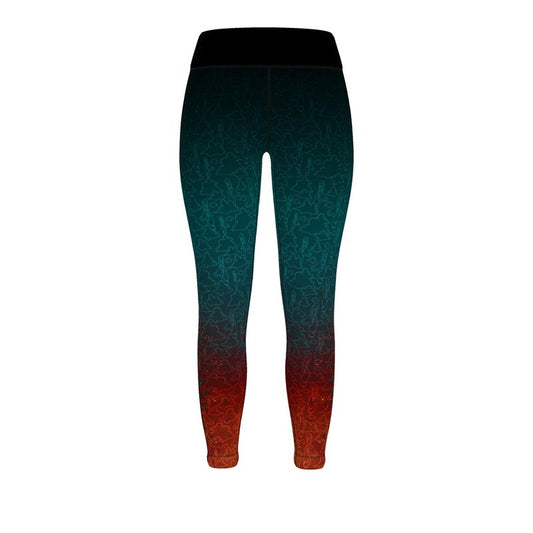 Above the Clouds | AOP Sport Leggings | Coral Teal