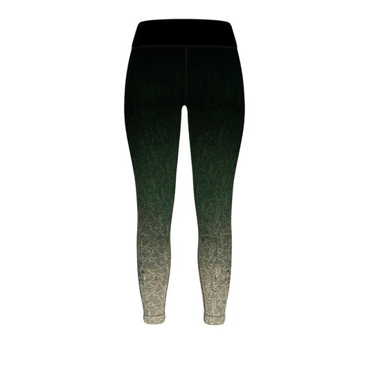 Above the Clouds | AOP Sport Leggings | Forest Sand