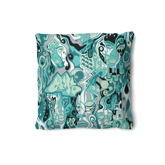 The Scene AOP | Throw Pillow | Seafoam