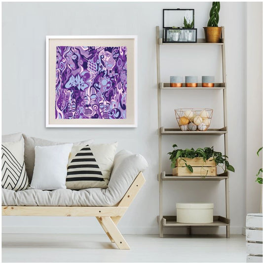 The Scene AOP | Framed Silk Scarf | Lavender