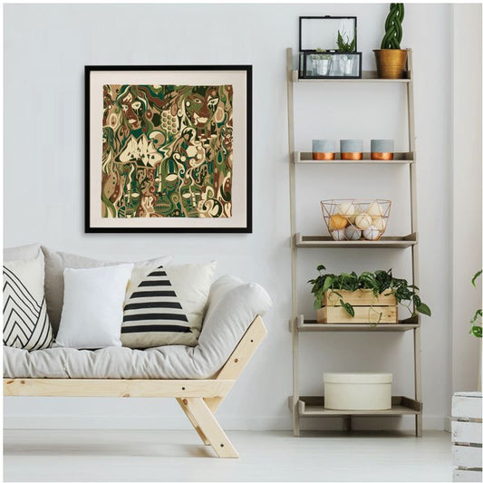 The Scene AOP | Framed Silk Scarf | Camo