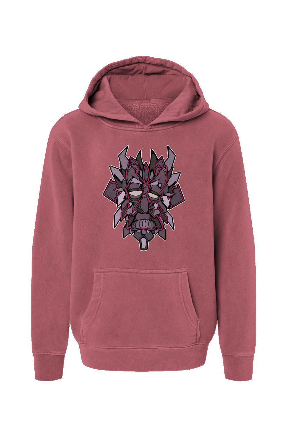 Aarow Face - Maroon Youth Pigment-Dyed Hoodie