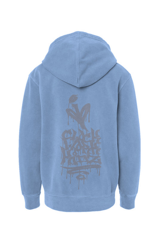 Aarow Face - Light Blue Youth Pigment-Dyed Hoodie