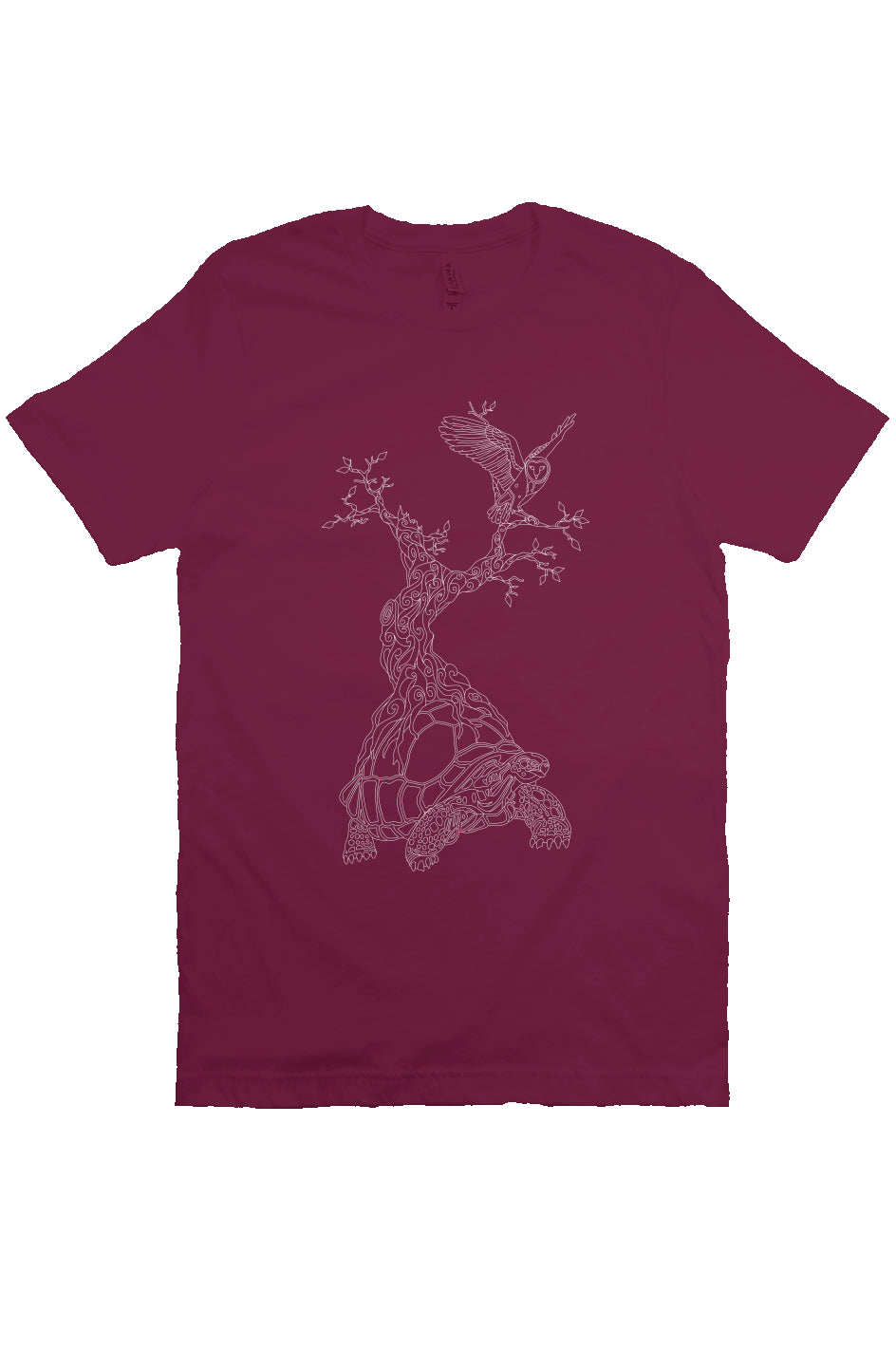 Graffiti T-Shirt | Turtle Owl - Maroon