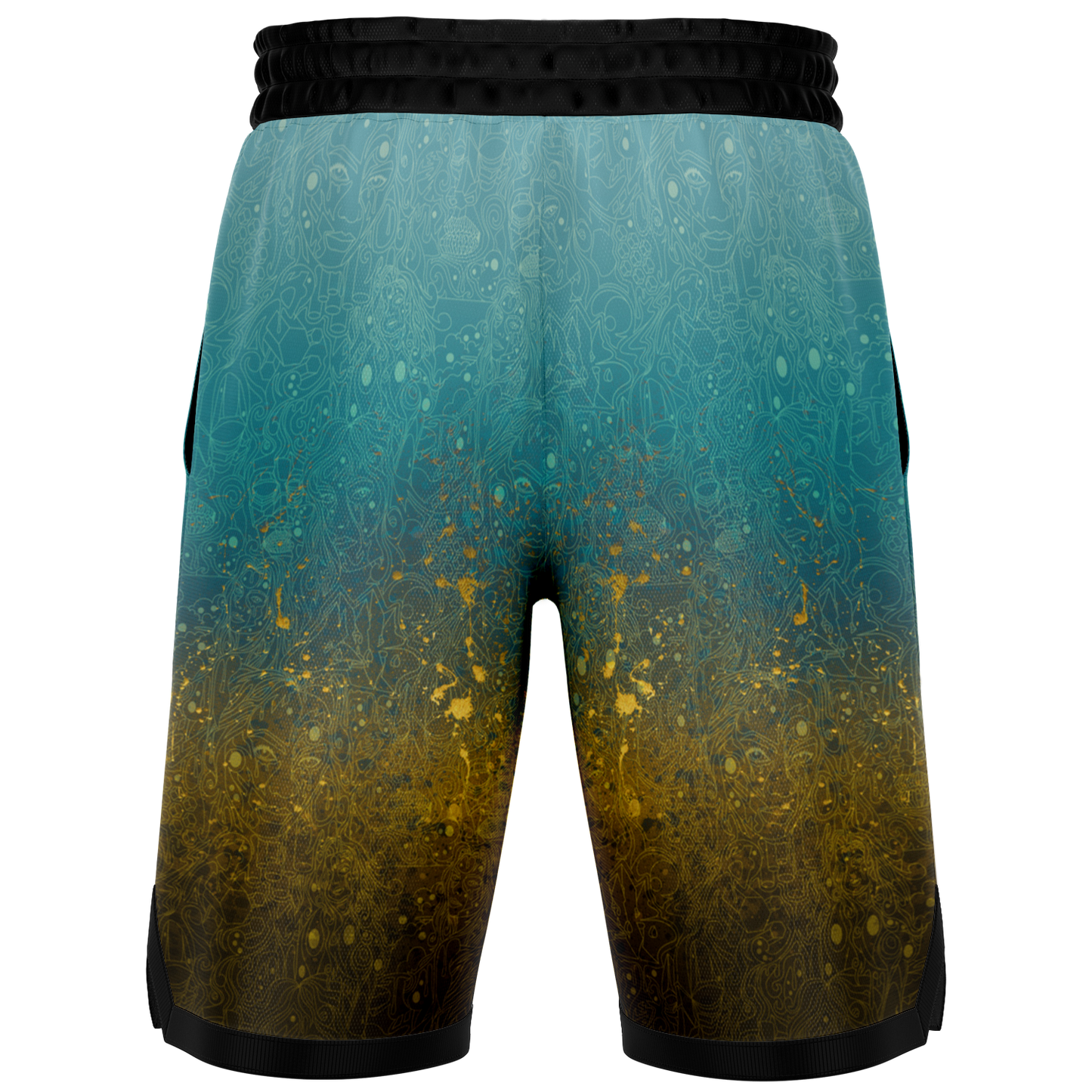 The Scene | AOP Basketball Shorts | Gold Patina