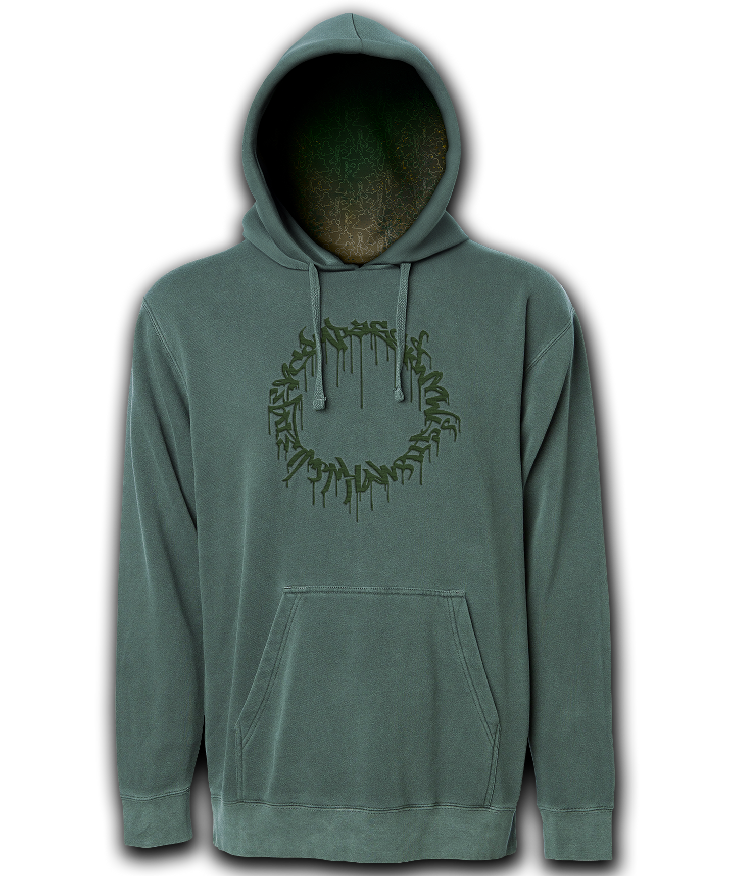 Above the Clouds | Lined Embroidered Hoodie | Forest Sand