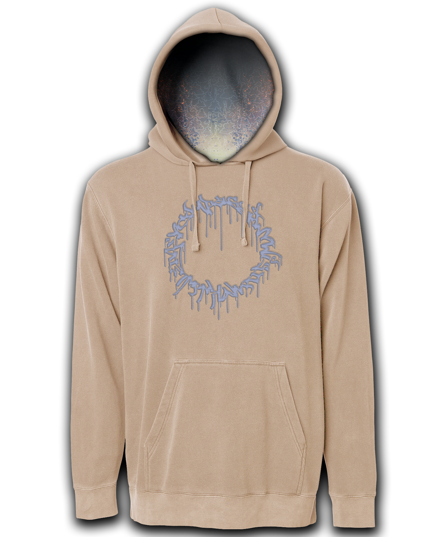 Above the Clouds | Lined Embroidered Hoodie | Orange Dream