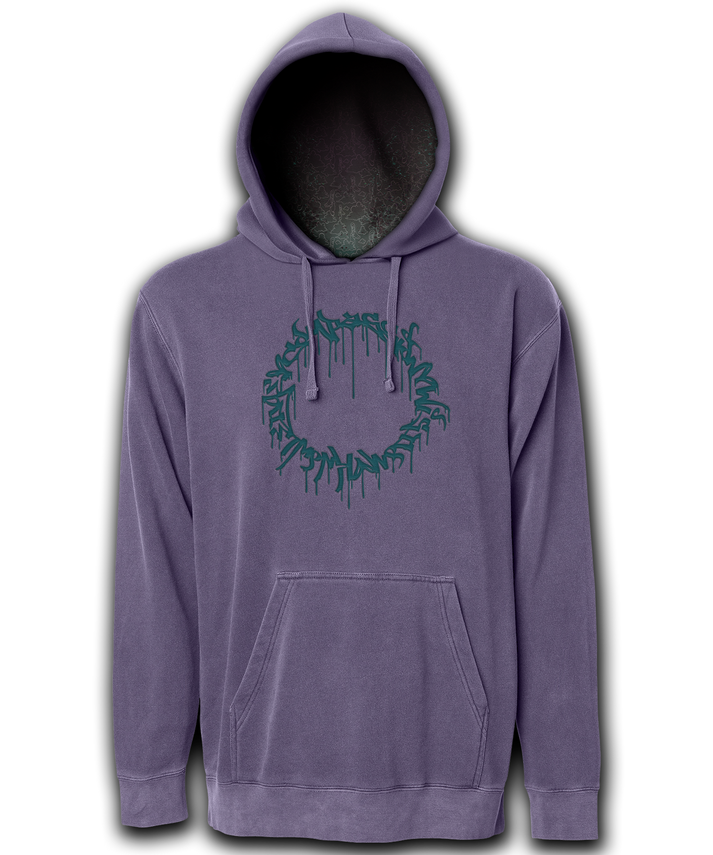 Above the Clouds | Lined Embroidered Hoodie | Plum Cyan