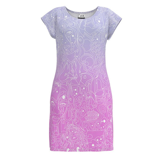 The Scene AOP Tunic T Shirt Dress - Cotton Candy