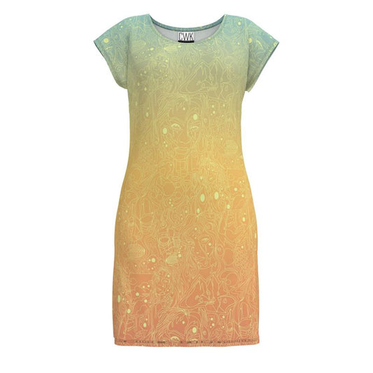 The Scene AOP Tunic T Shirt Dress - Candy Sky