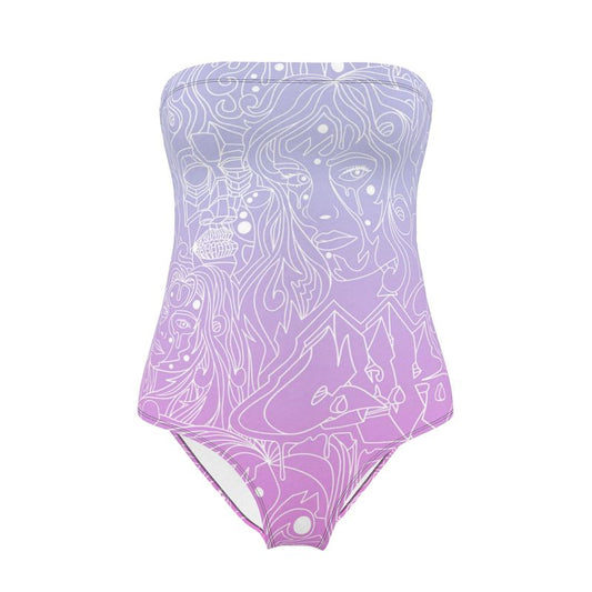 The Scene AOP Strapless Swimsuit - Cotton Candy