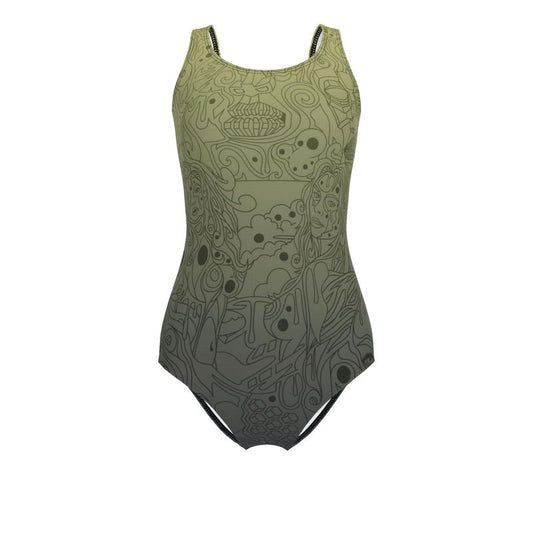 The Scene AOP One Piece Swimsuit - Navy Lime