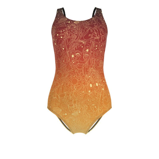 The Scene AOP One Piece Swimsuit - Fire Sky