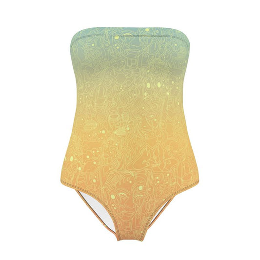 The Scene AOP Strapless Swimsuit - Candy Sky