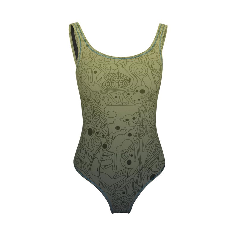 The Scene AOP One Piece Swimsuit -  Navy Lime
