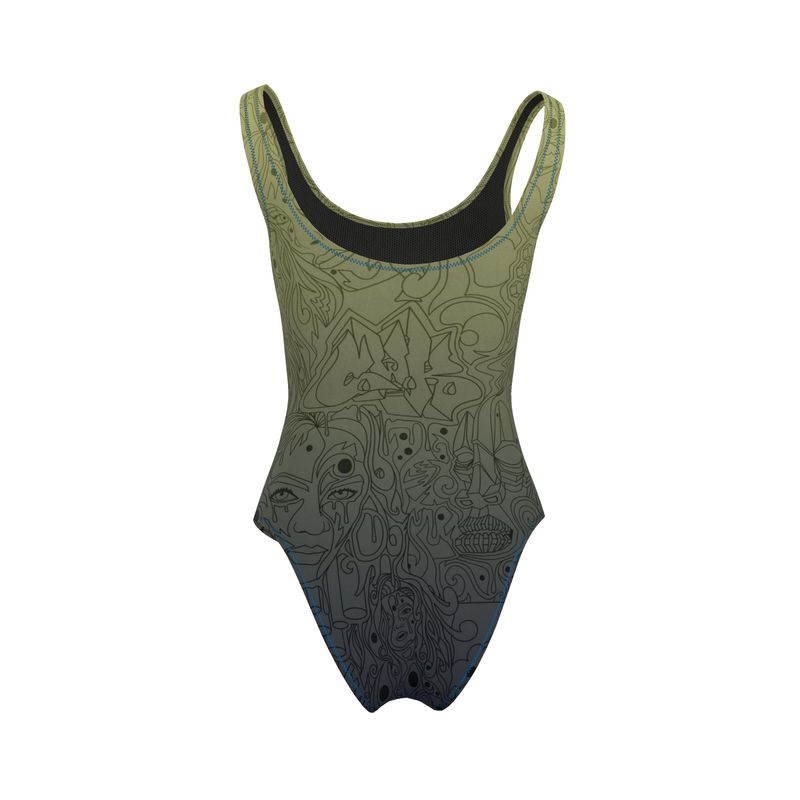 The Scene AOP One Piece Swimsuit -  Navy Lime