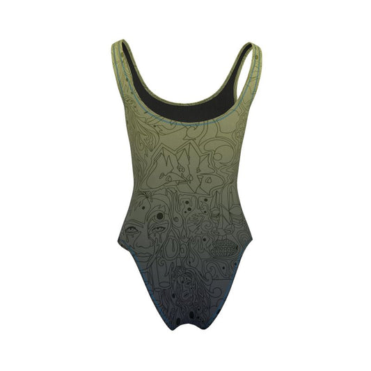 The Scene AOP One Piece Swimsuit -  Navy Lime