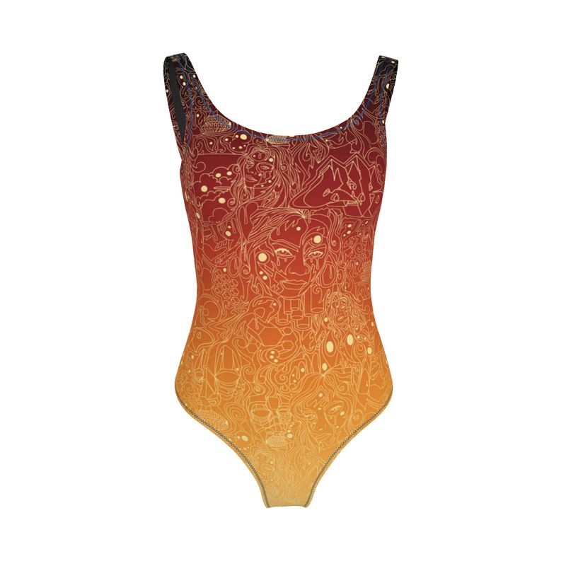 The Scene AOP One Piece Swimsuit -  Fire Sky