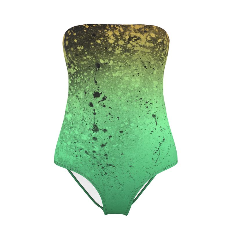 CWK Canvas Drip AOP Strapless Swimsuit - Acid