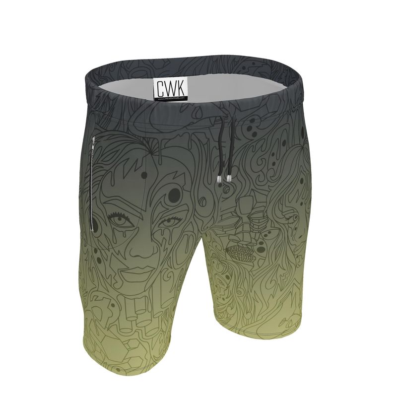 The Scene AOP Sweat Shorts -  Navy Lime