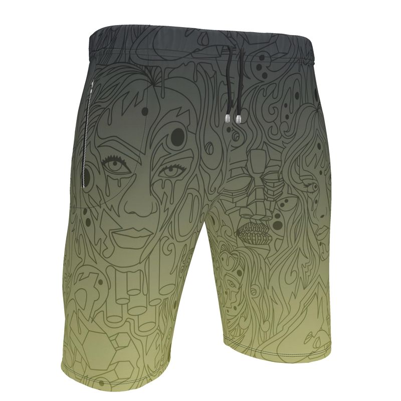 The Scene AOP Sweat Shorts -  Navy Lime