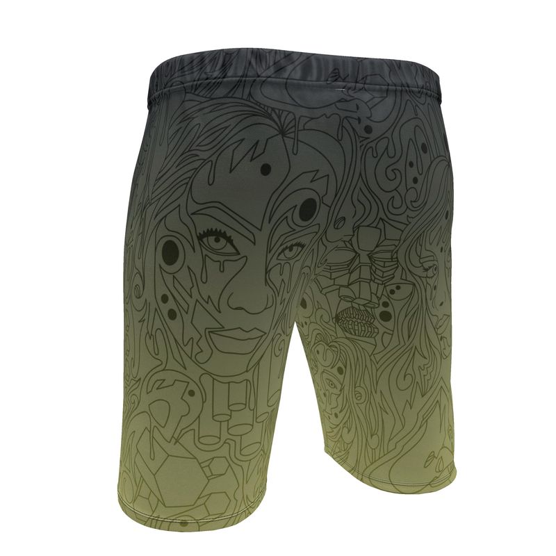 The Scene AOP Sweat Shorts -  Navy Lime