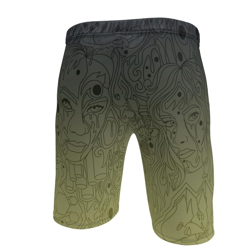 The Scene AOP Sweat Shorts -  Navy Lime