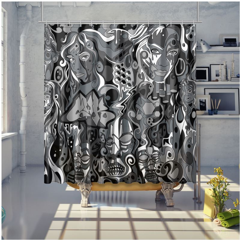 The Scene AOP | Shower Curtain | Grayscale