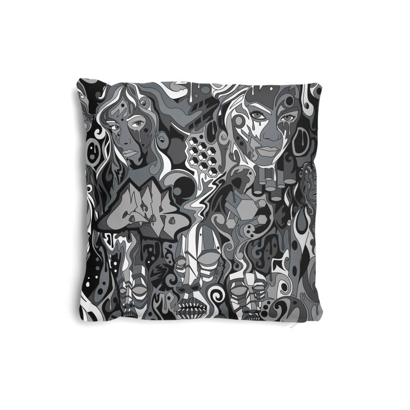 The Scene AOP | Throw Pillow | Grayscale