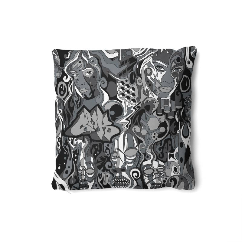 The Scene AOP | Throw Pillow | Grayscale