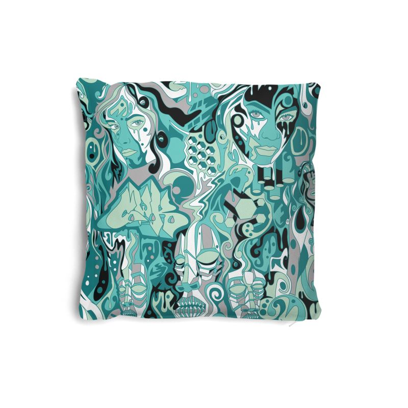 The Scene AOP | Throw Pillow | Seafoam