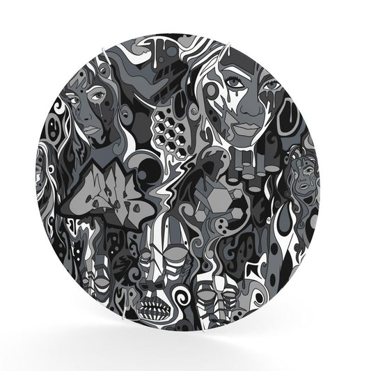 The Scene AOP | Decorative Plate | Grayscale