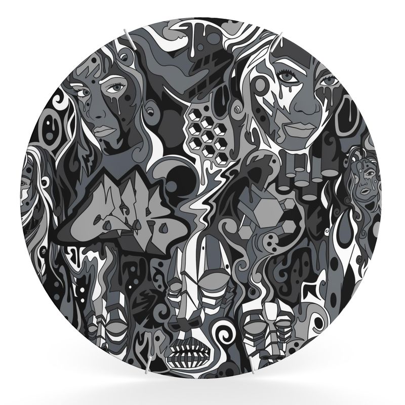 The Scene AOP | Decorative Plate | Grayscale