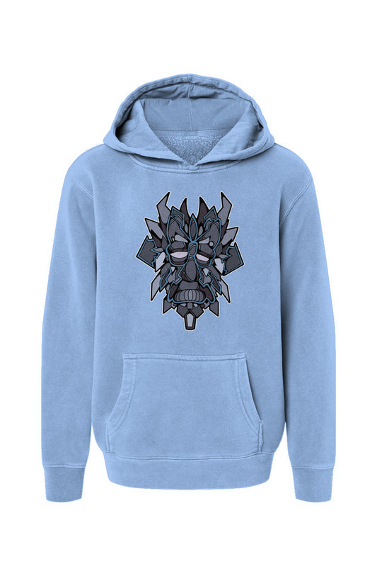 Aarow Face - Light Blue Youth Pigment-Dyed Hoodie