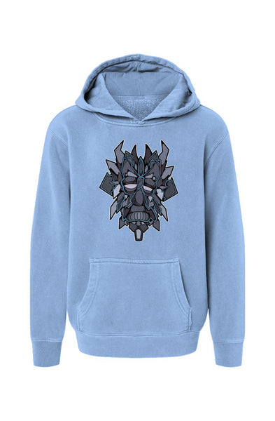 Aarow Face - Light Blue Youth Pigment-Dyed Hoodie