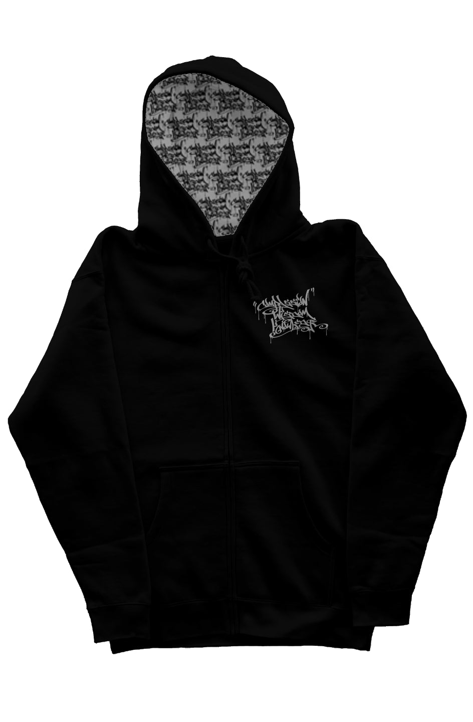 Turtle Owl - Black Independent Zip Heavyweight Hoodie