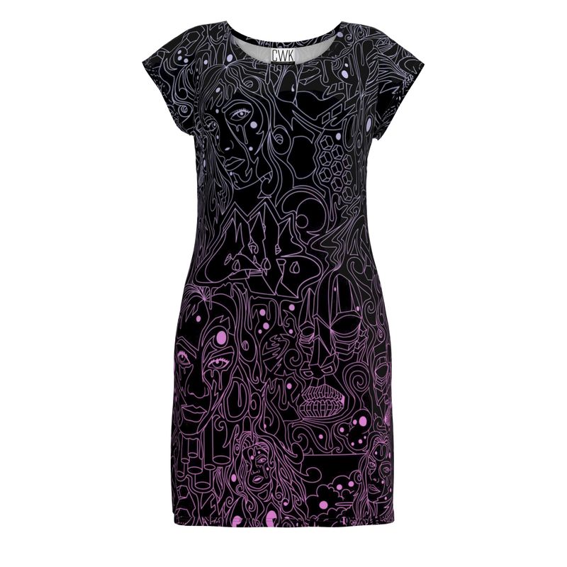 The Scene AOP Tunic T Shirt Dress - Dark Candy