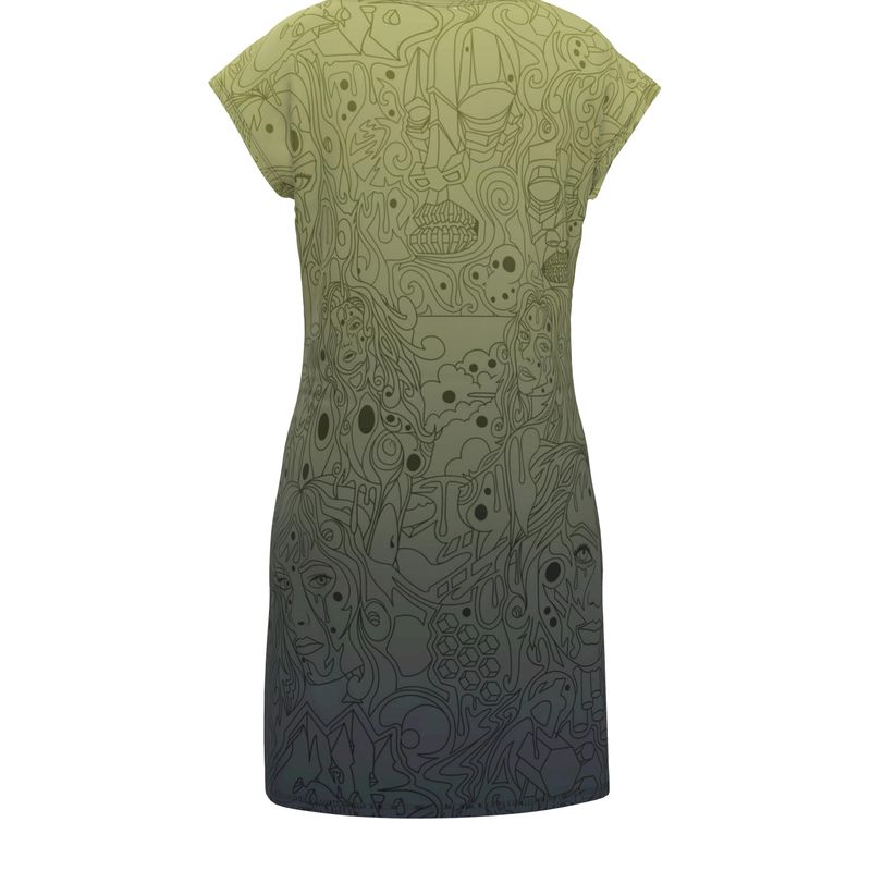 The Scene AOP Tunic T Shirt Dress - Navy Lime