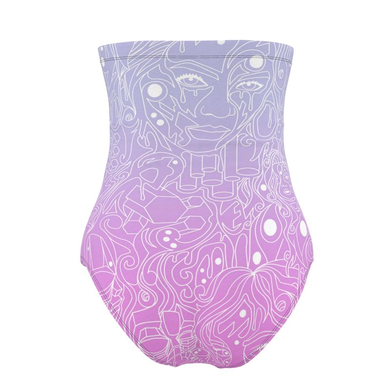 The Scene AOP Strapless Swimsuit -  Cotton Candy