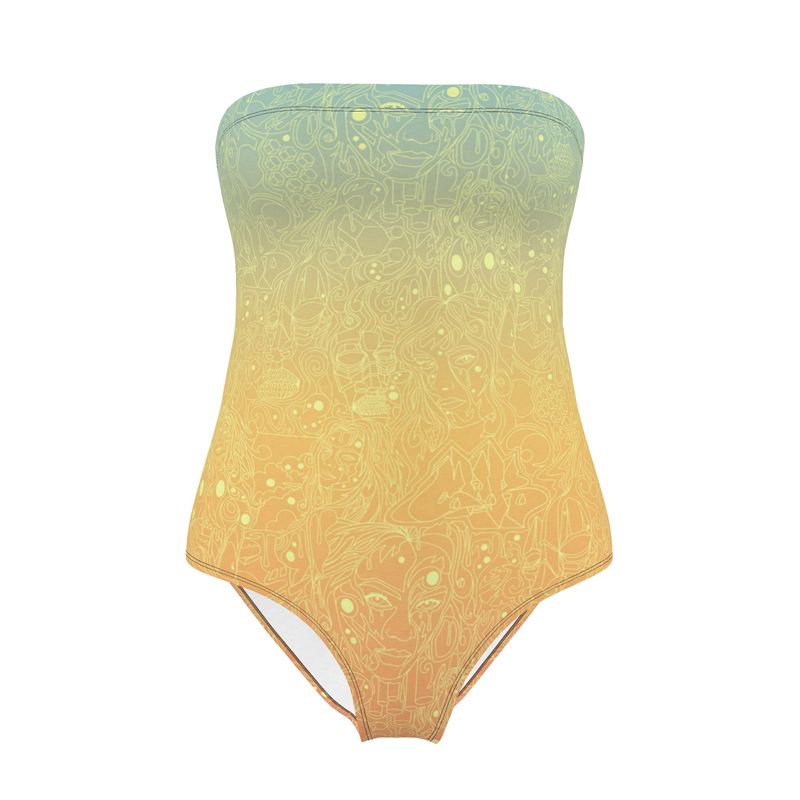 The Scene AOP Strapless Swimsuit -  Candy Sky