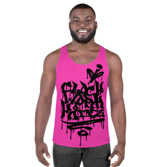 I ♥ CWK Drippy - Unisex Tank Top - Black on Pink